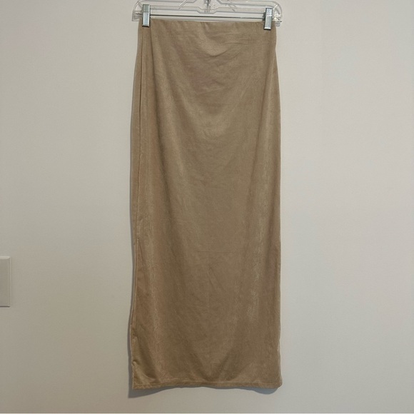 New Sexy mama faux suede tan midi skirt - Picture 9 of 12